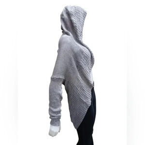 Vince Knit Hooded Open Gray L/S Cardi  Size Large